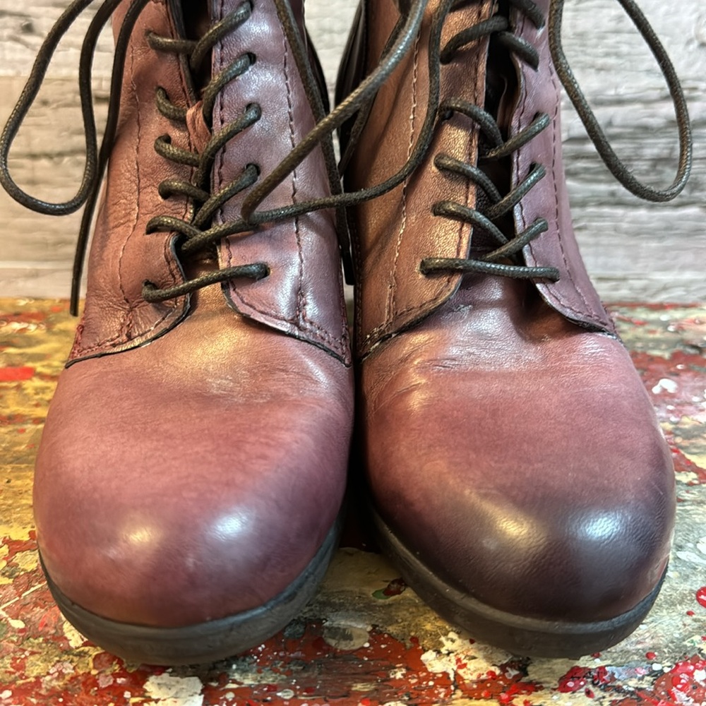 Mjus Purple Brown Leather Heel Boots Size 38 - Picture 5 of 16